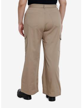 Khaki Belted Cargo Pants Plus Size, , hi-res