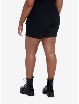 Black Cargo Carpenter Shorts Plus Size, , hi-res