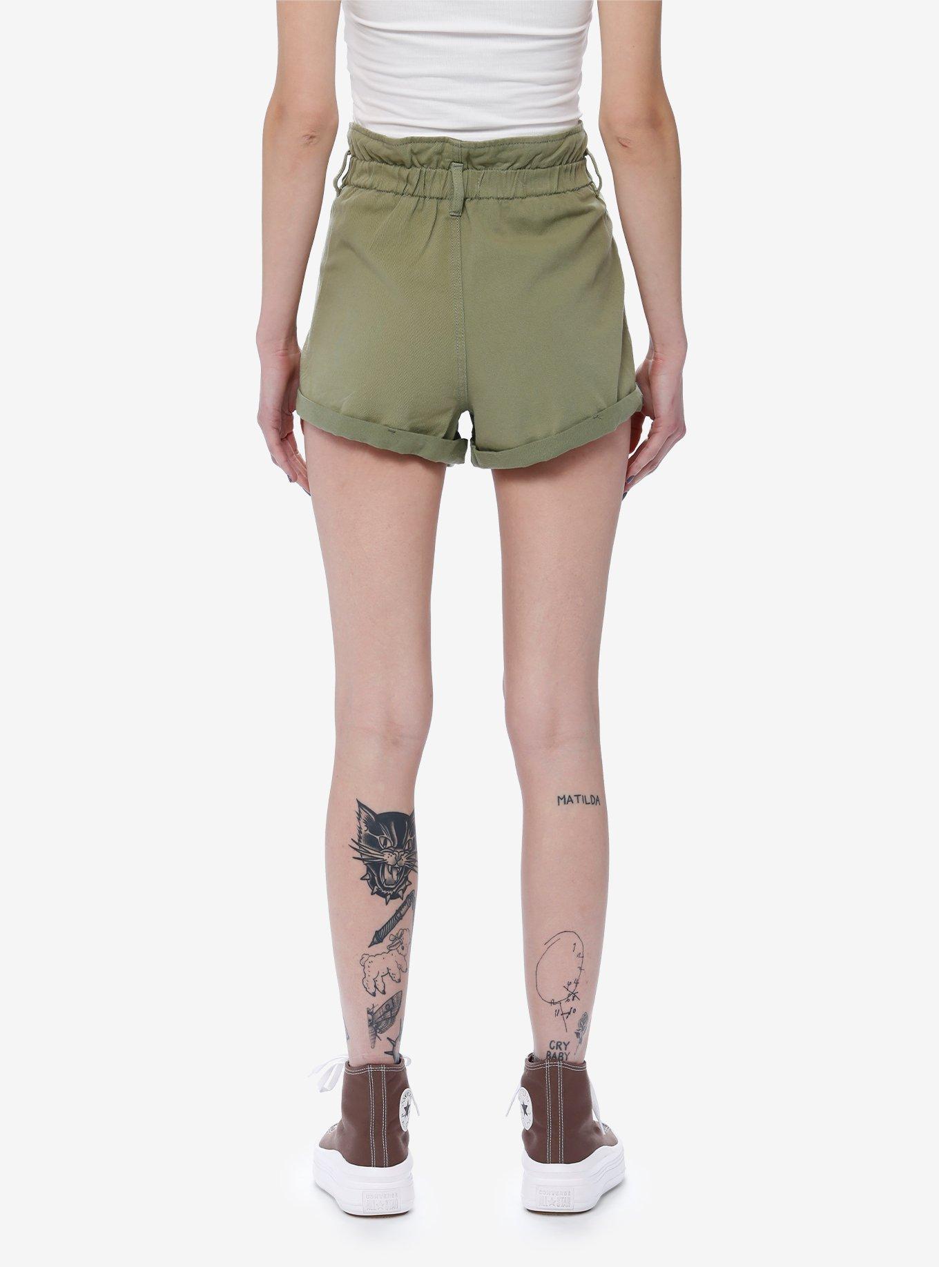 Social Collision Green Paperbag Shorts, SAGE, alternate