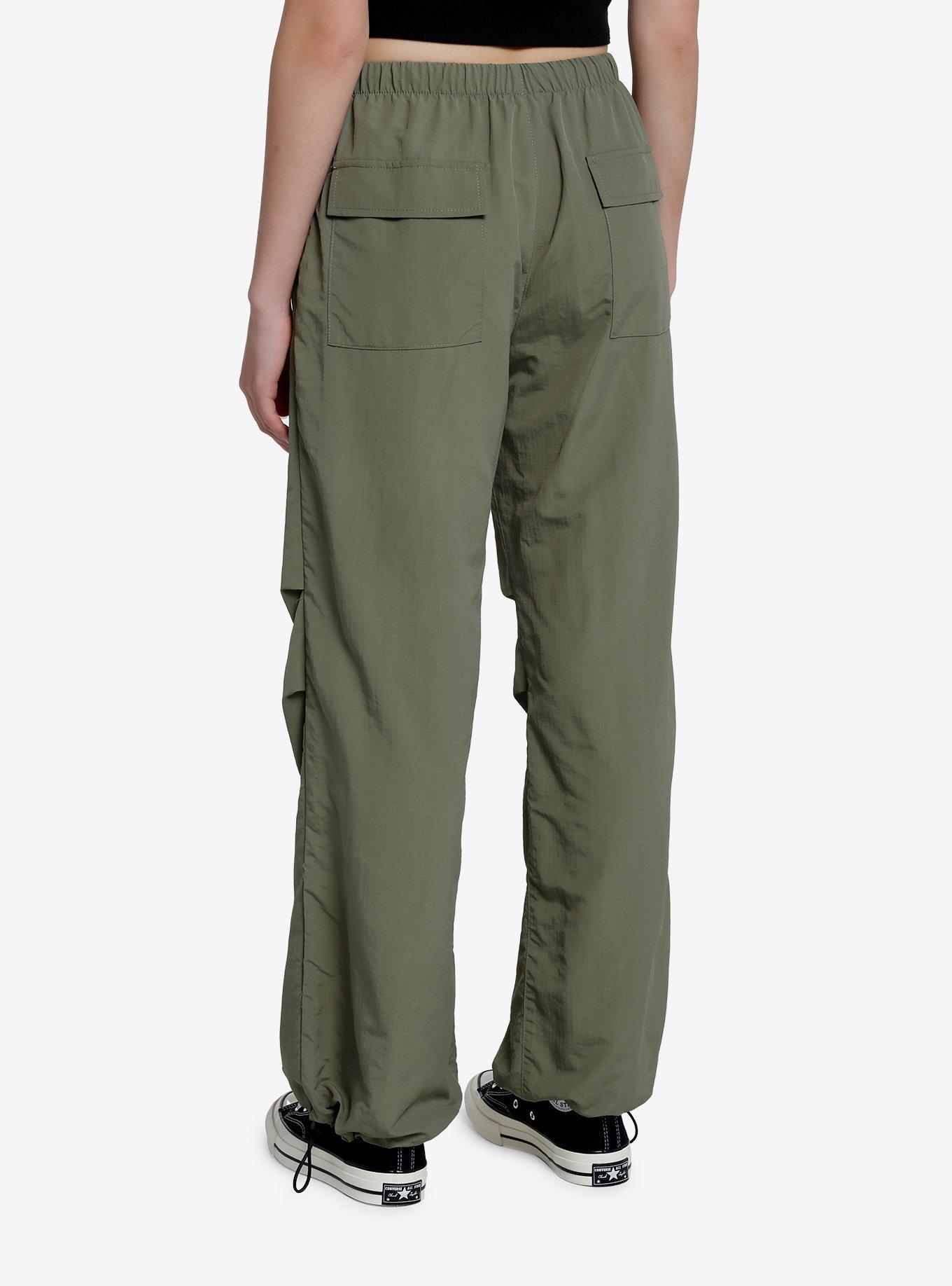 Olive Parachute Pants, GREEN, alternate