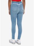 Blue Denim Patchwork Skinny Jeans Plus Size, GREY, alternate