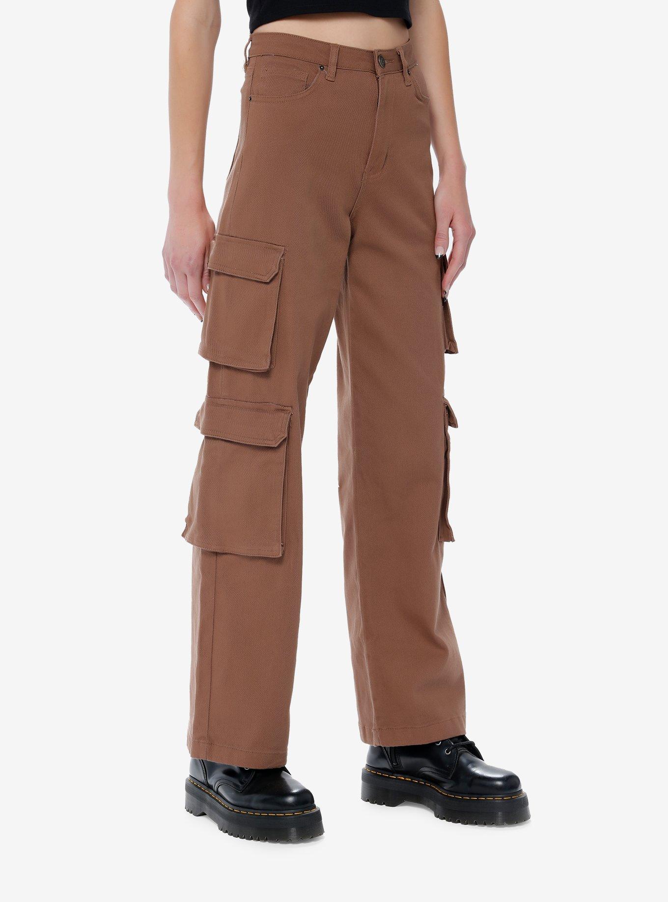 Brown Cargo Straight Leg Pants, BROWN, alternate