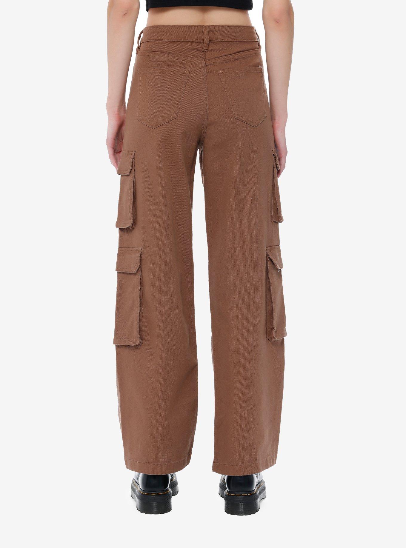Brown Cargo Straight Leg Pants, BROWN, alternate
