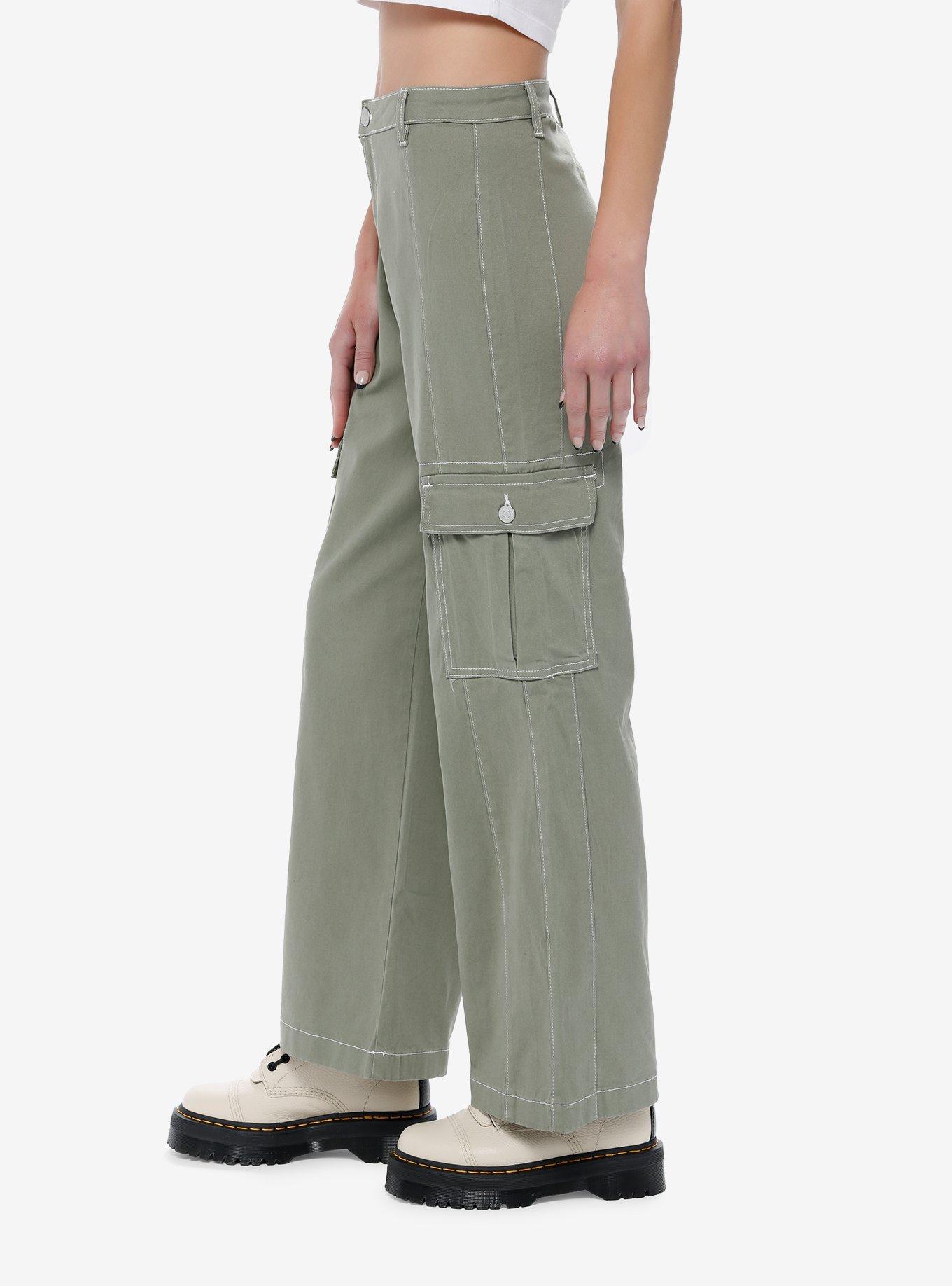 Green Cargo Skater Pants, OLIVE, alternate