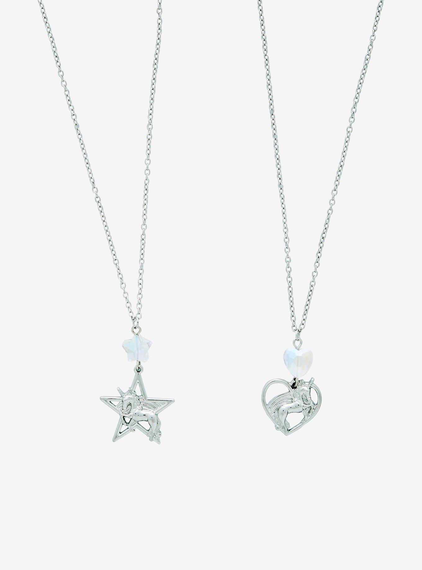Thorn & Fable Unicorn Heart & Star Best Friend Necklace Set, , alternate