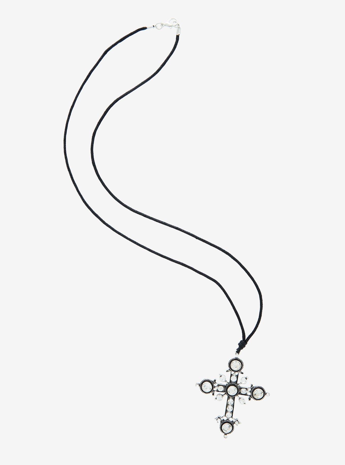 Cross Gem Cord Necklace, , alternate
