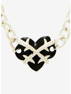 Black Thorny Heart Chain Necklace, , hi-res
