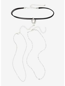 Silver Heart Chain Necklace Set, , hi-res