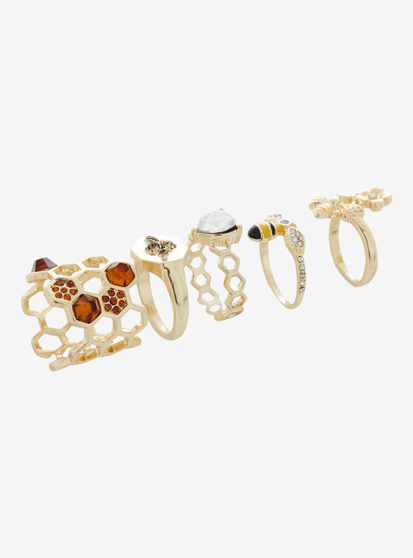 Gold Honeybee Ring Set, , alternate
