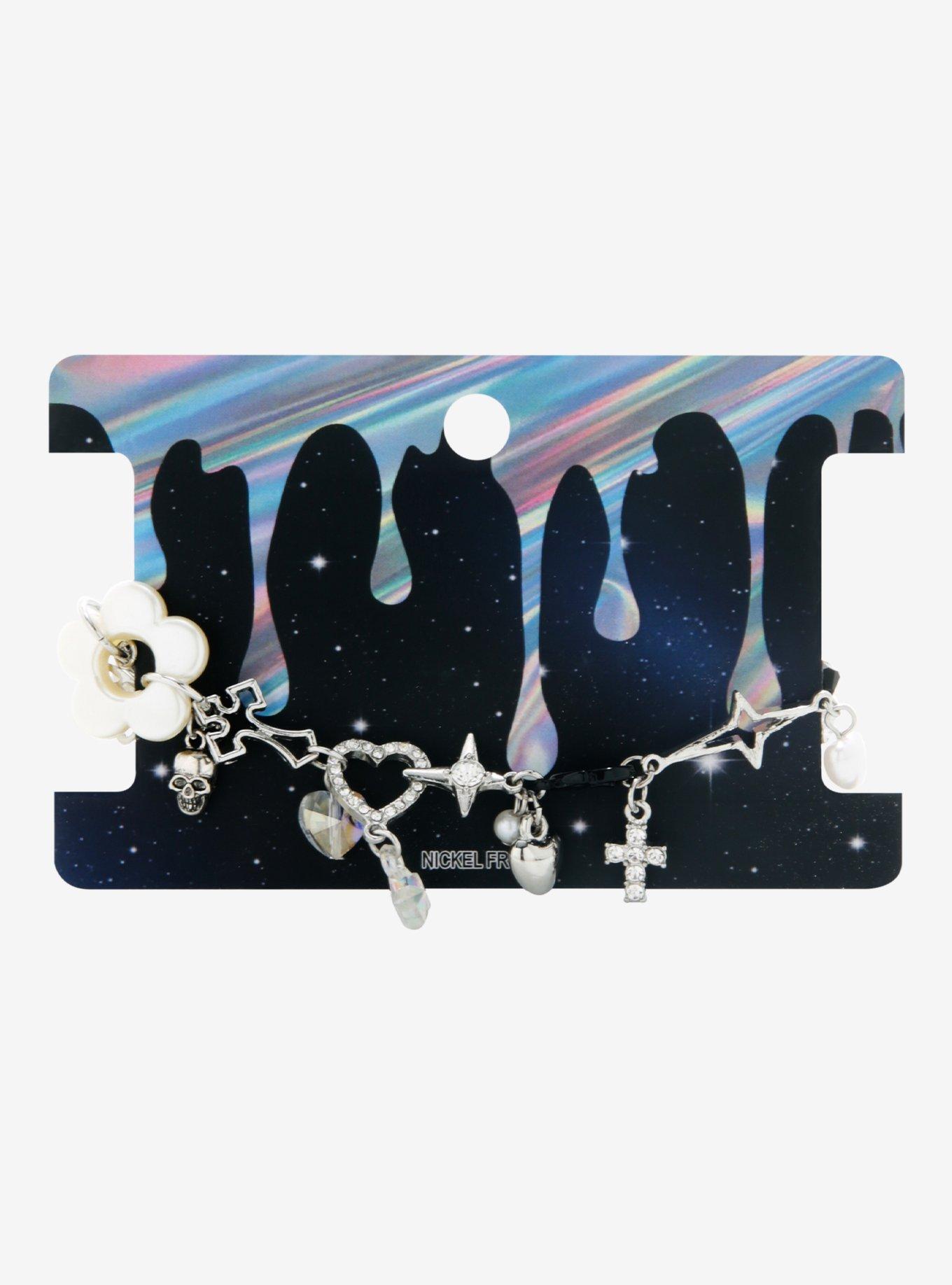Grunge Heart Star Swirl Charm Bracelet, , alternate