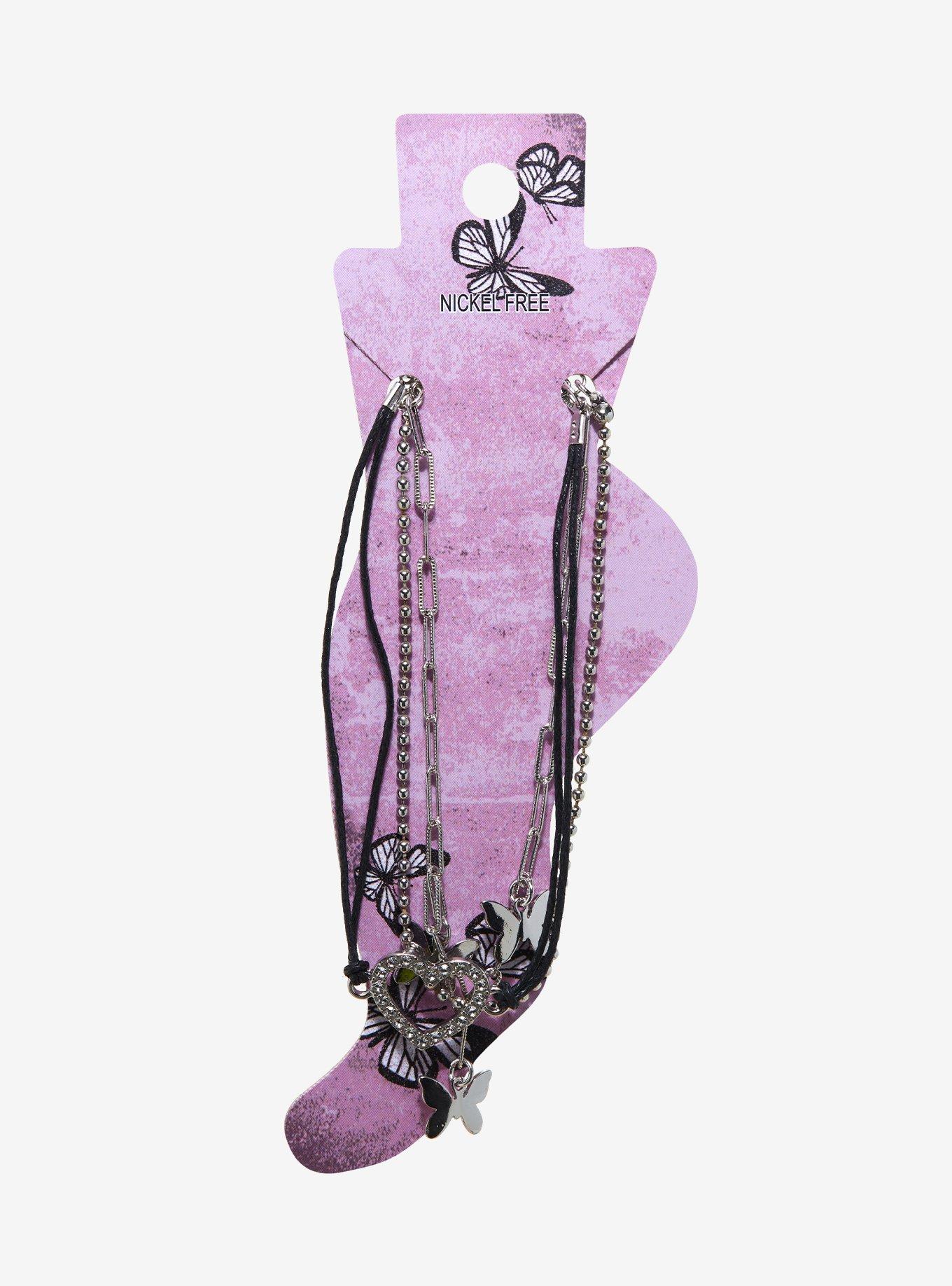 Heart Butterfly Ankle Bracelet Set, , alternate