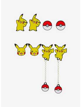 Pokemon Pikachu Poke Ball Earring Set, , hi-res
