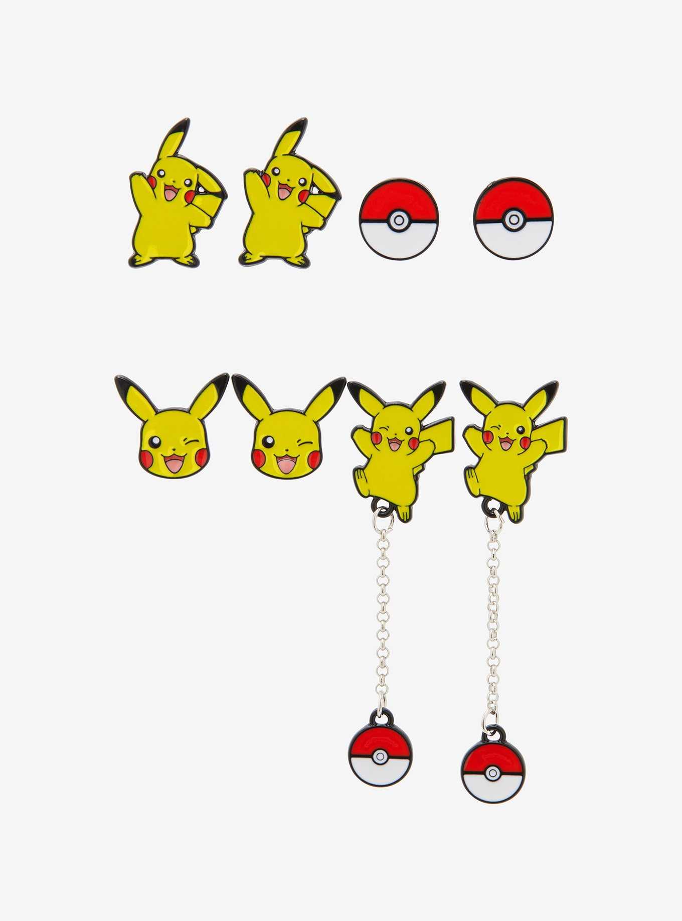 Pokemon Pikachu Poke Ball Earring Set, , hi-res