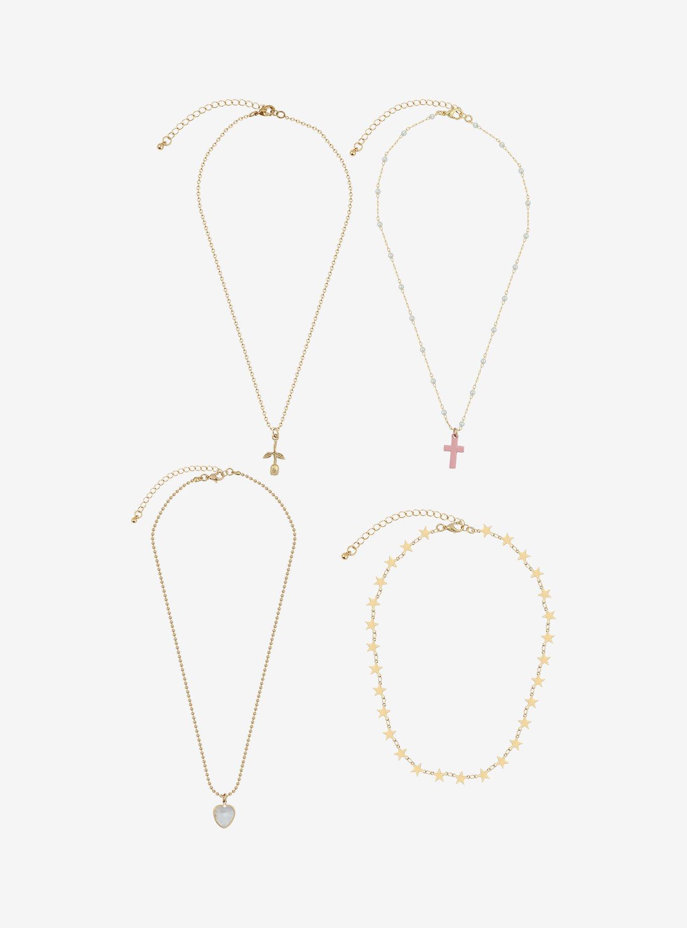 Sweet Society Pink Cross Rose Necklace Set, , alternate