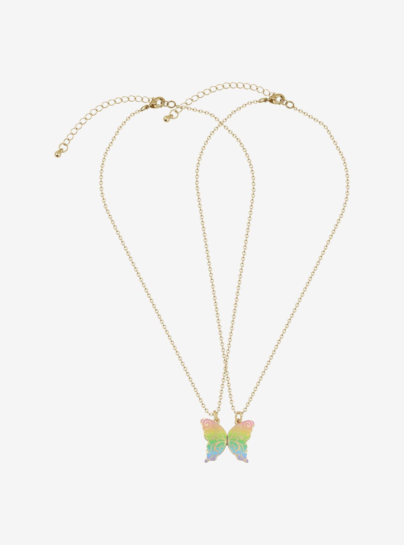 Sweet Society Rainbow Butterfly Wing Best Friend Necklace Set, , alternate