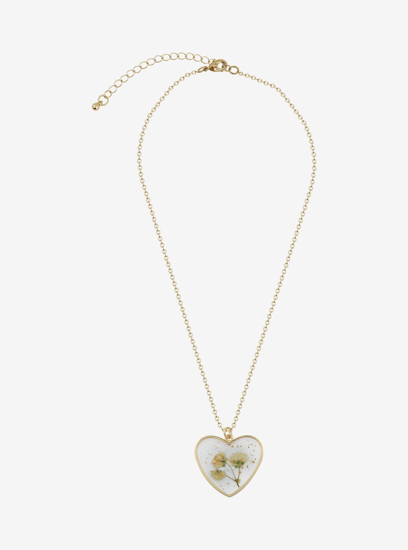 Sweet Society Heart Dried Flower Necklace, , alternate
