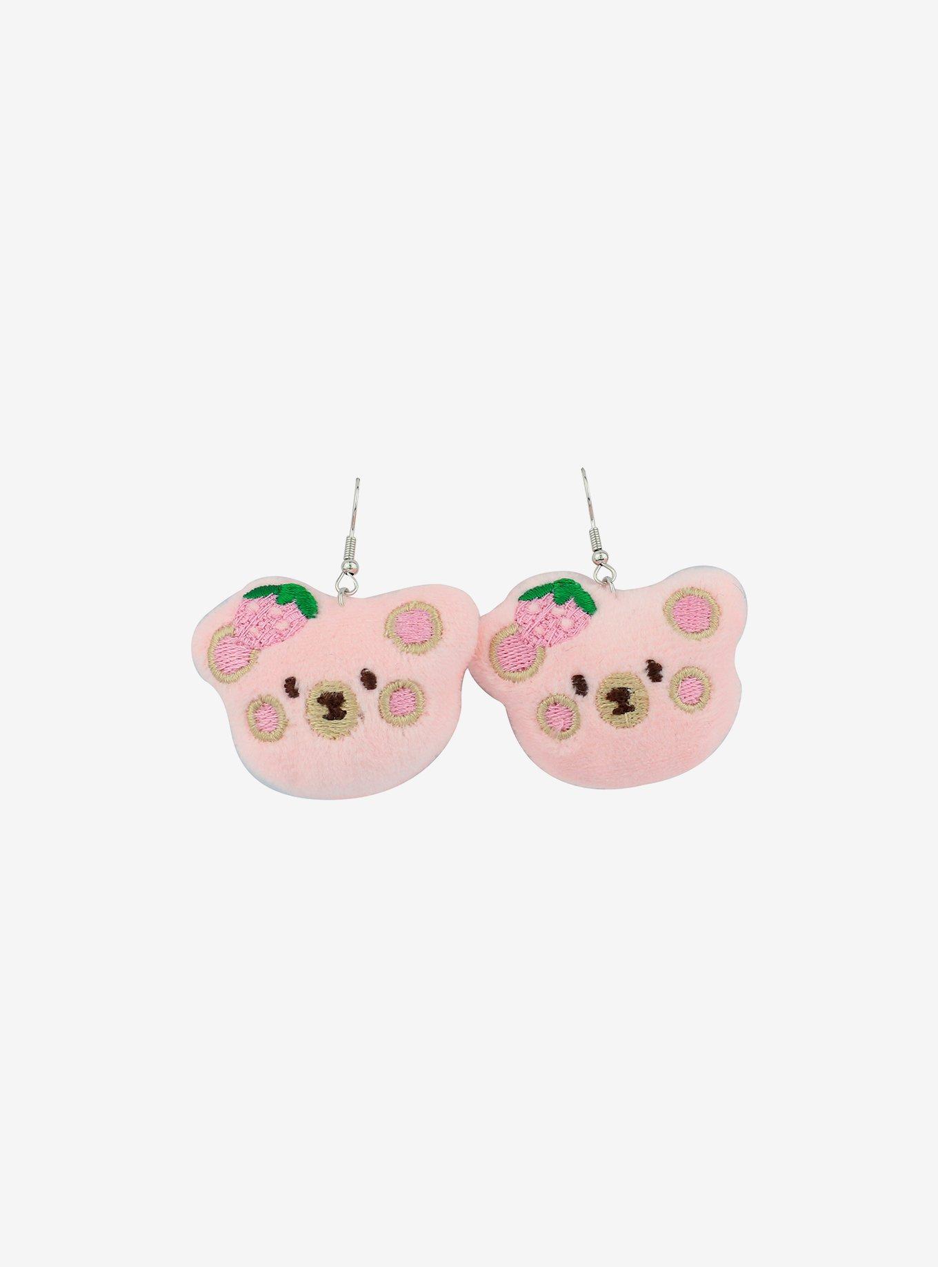 Sweet Society Strawberry Teddy Bear Plush Drop Earrings, , alternate