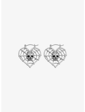 Cosmic Aura Heart Spiderweb Hoop Earrings, , hi-res