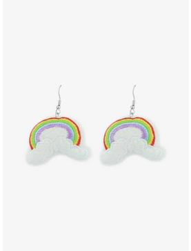 Sweet Society Embroidered Plush Rainbow Earrings, , hi-res