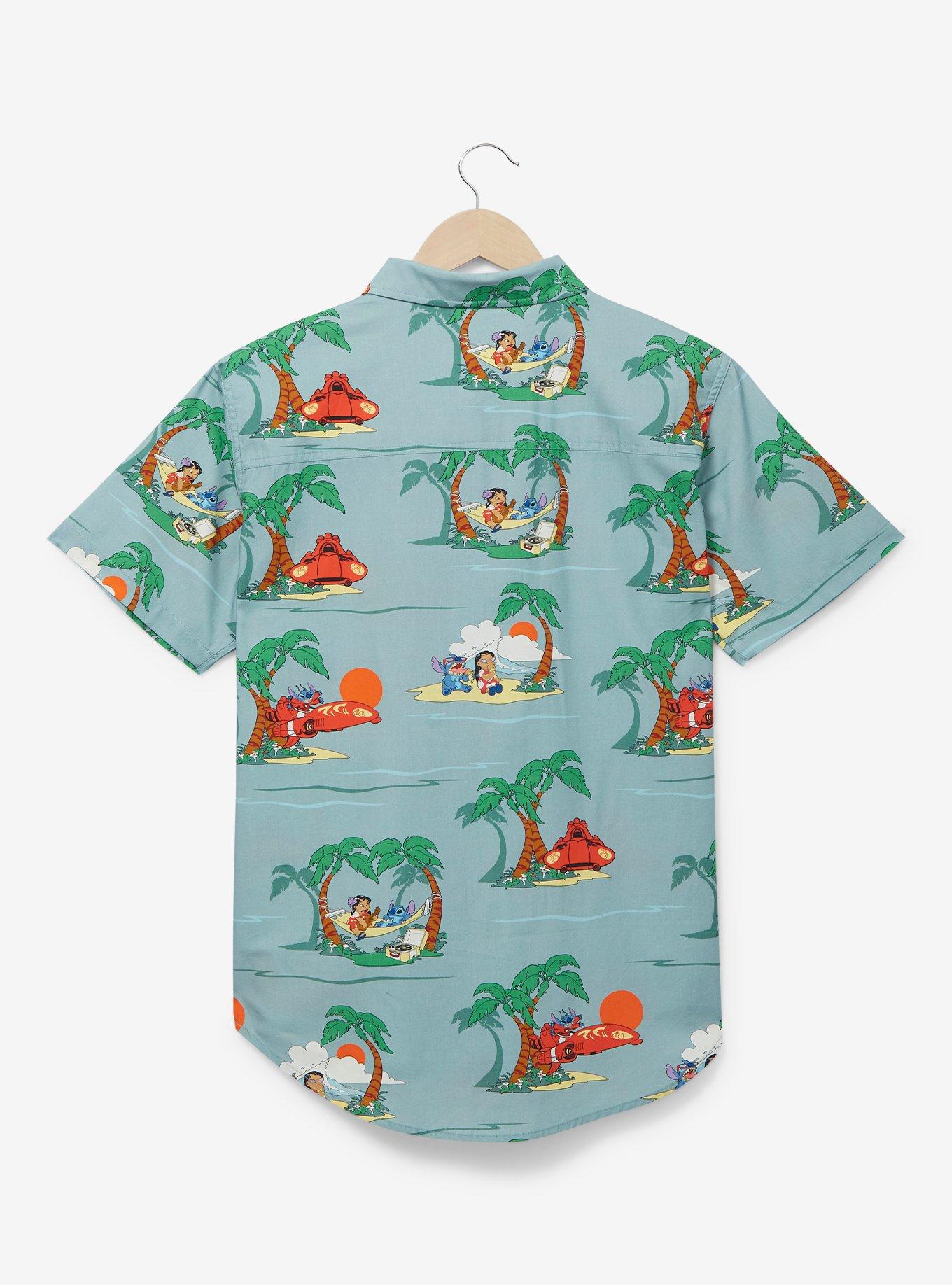 Disney Lilo & Stitch Island Allover Print Woven Button-Up - BoxLunch Exclusive, SLATE, alternate