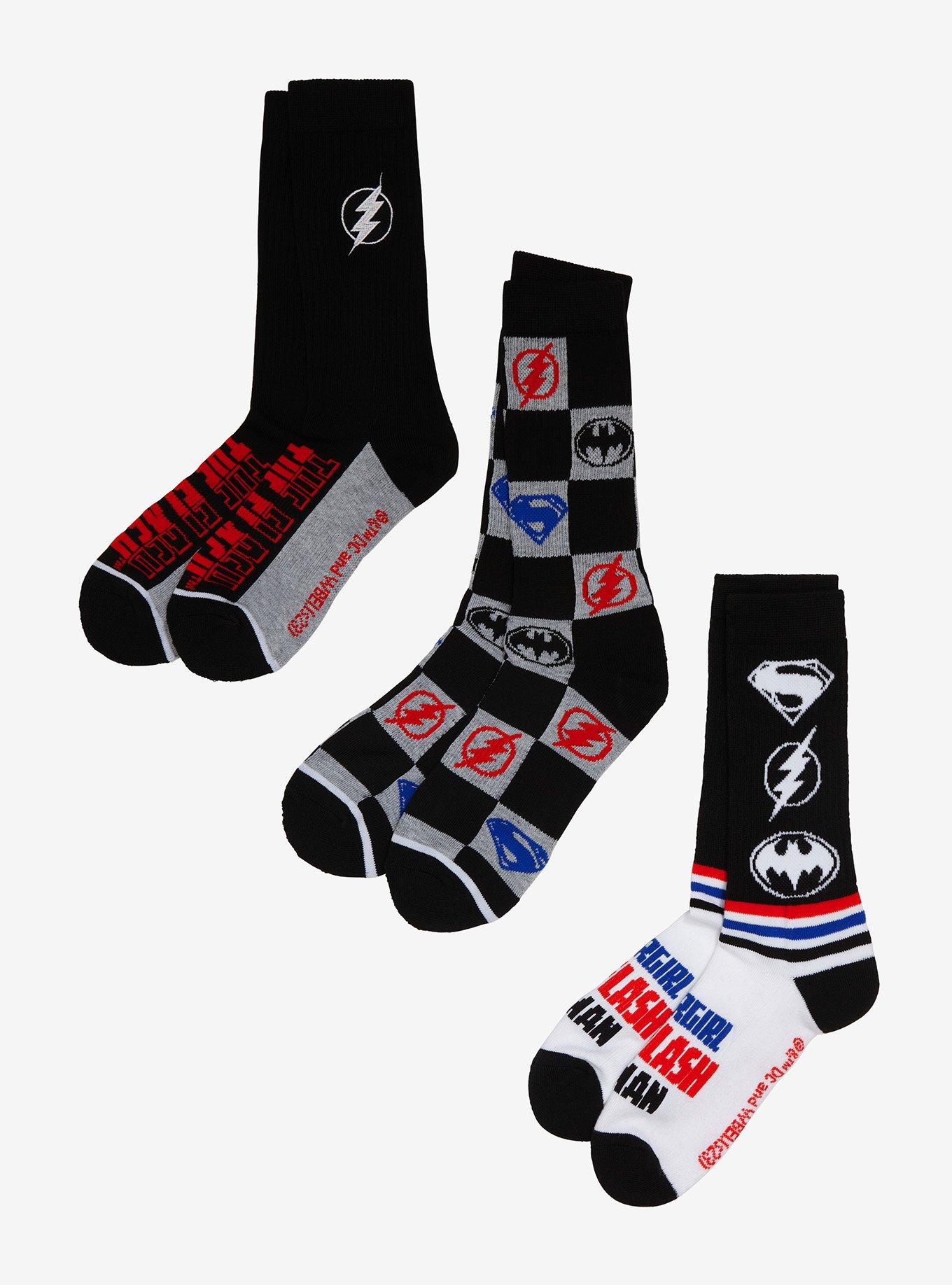 DC Comics The Flash Heroes Icons Crew Socks 3 Pair, , alternate