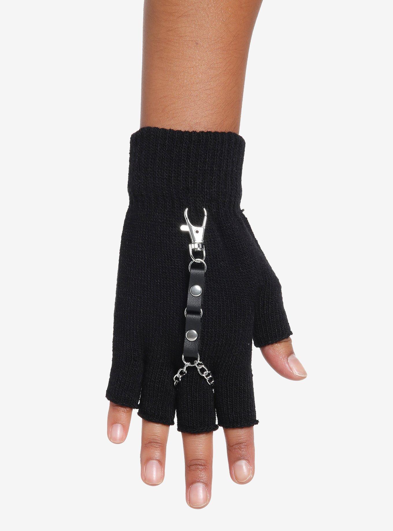Chain Link Hardware Fingerless Gloves, , alternate