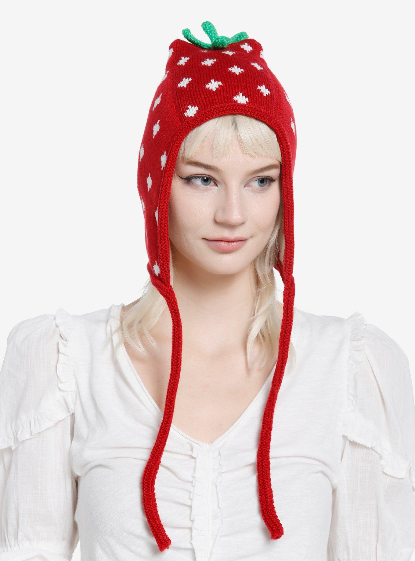 Strawberry Crochet Bonnet, , alternate
