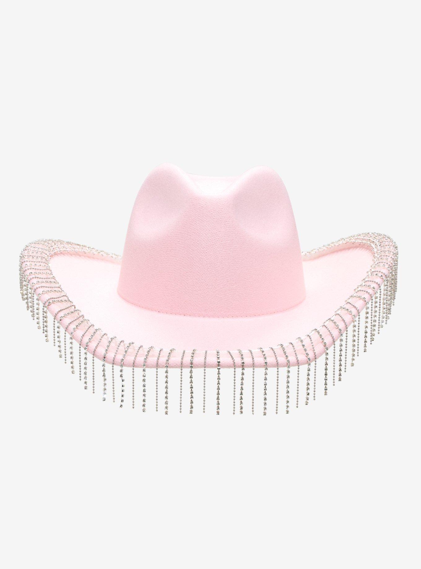 Pastel Pink Rhinestone Fringe Cowboy Hat, , alternate