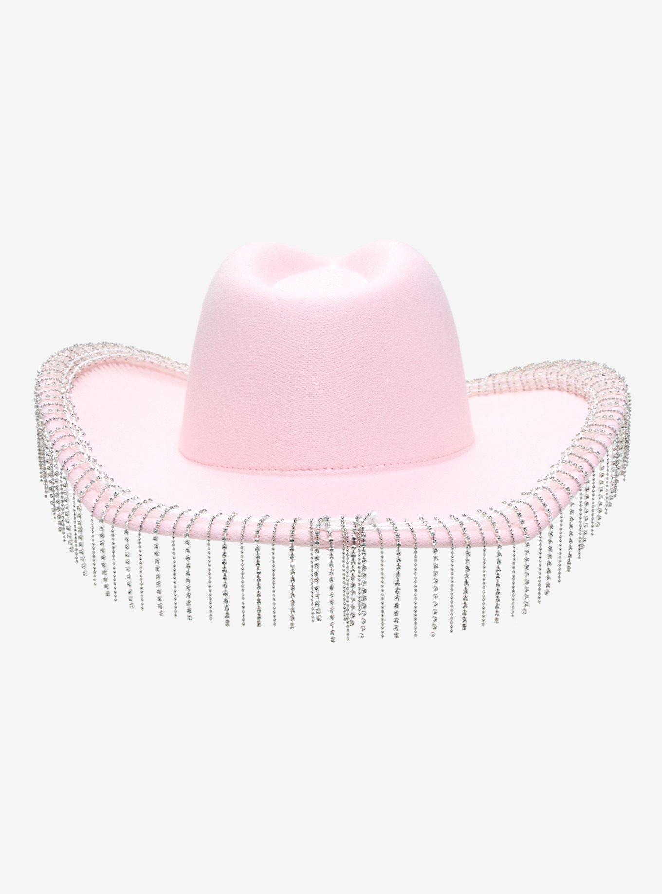 Pastel Pink Rhinestone Fringe Cowboy Hat, , alternate