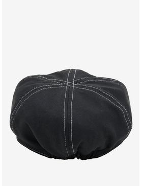 Black & White Contrast Stitch Cabbie Hat, , hi-res