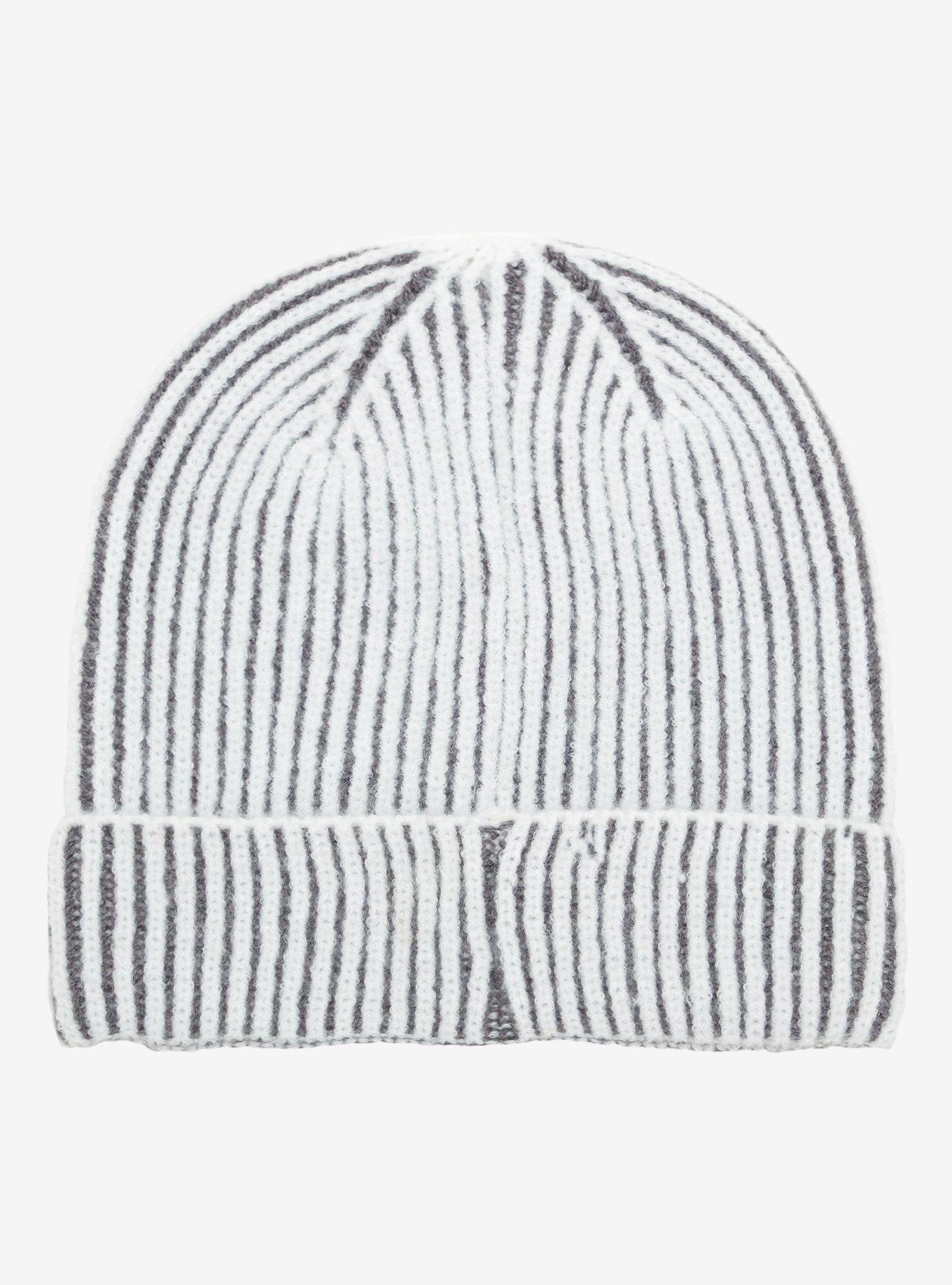 Black & White Stripe Star Beanie, , alternate