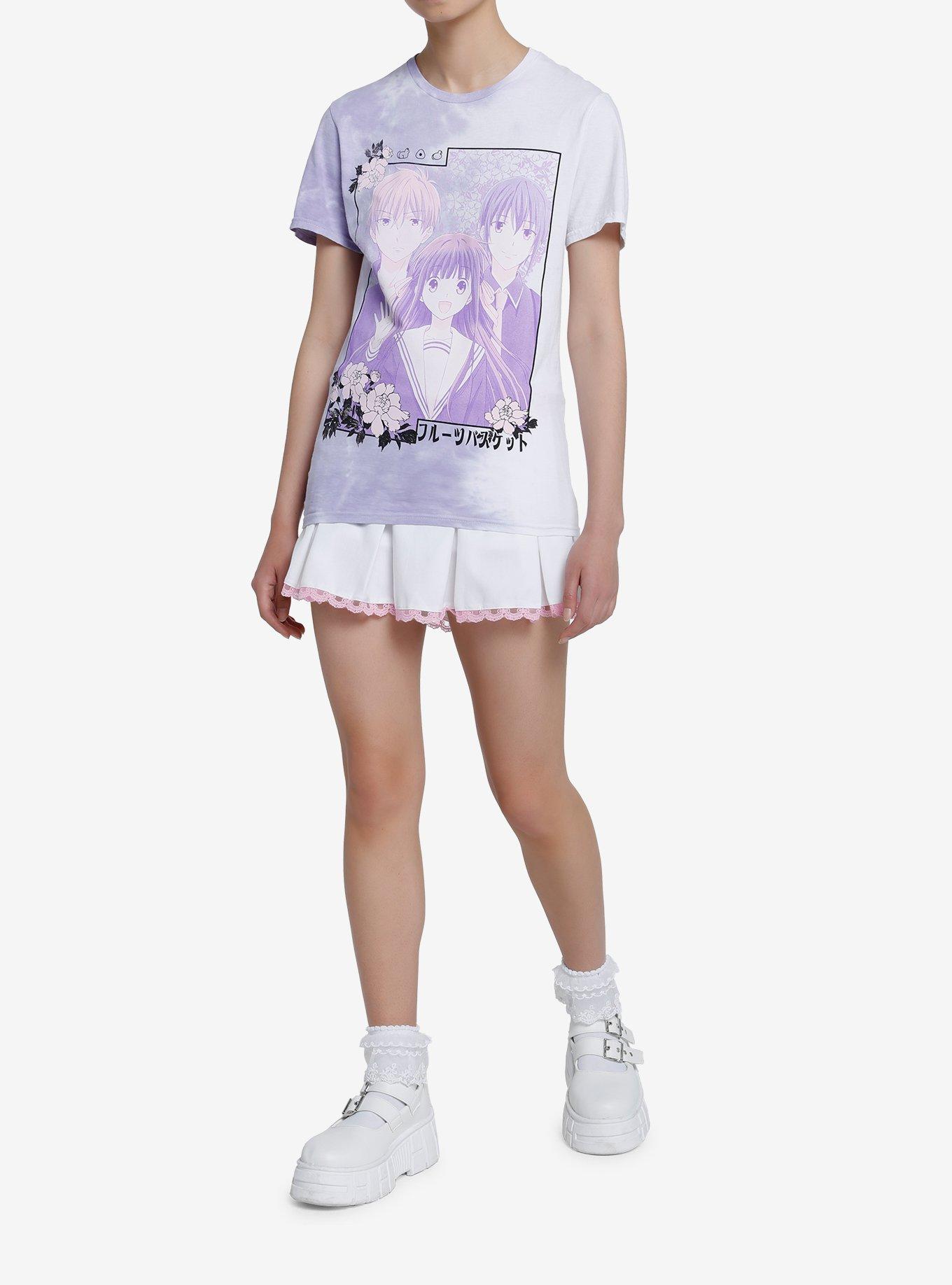 Fruits Basket Trio Lavender Tie-Dye Boyfriend Fit Girls T-Shirt, MULTI, alternate