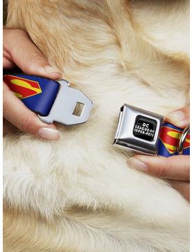 DC League Of Super-Pets Superman Shield Logo Seatbelt Buckle Pet Collar, , hi-res