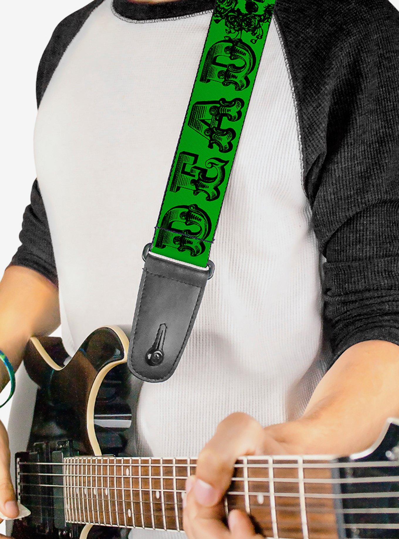 Grateful Dead Skull Roses Green Guitar Strap, , hi-res