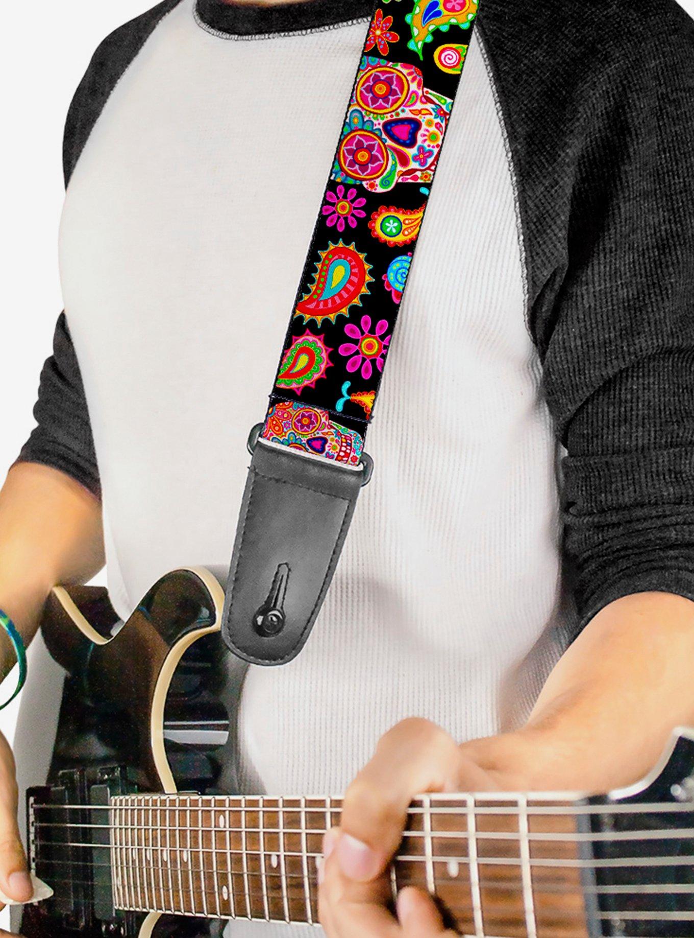 Sugar Skull Paisley Guitar Strap, , hi-res