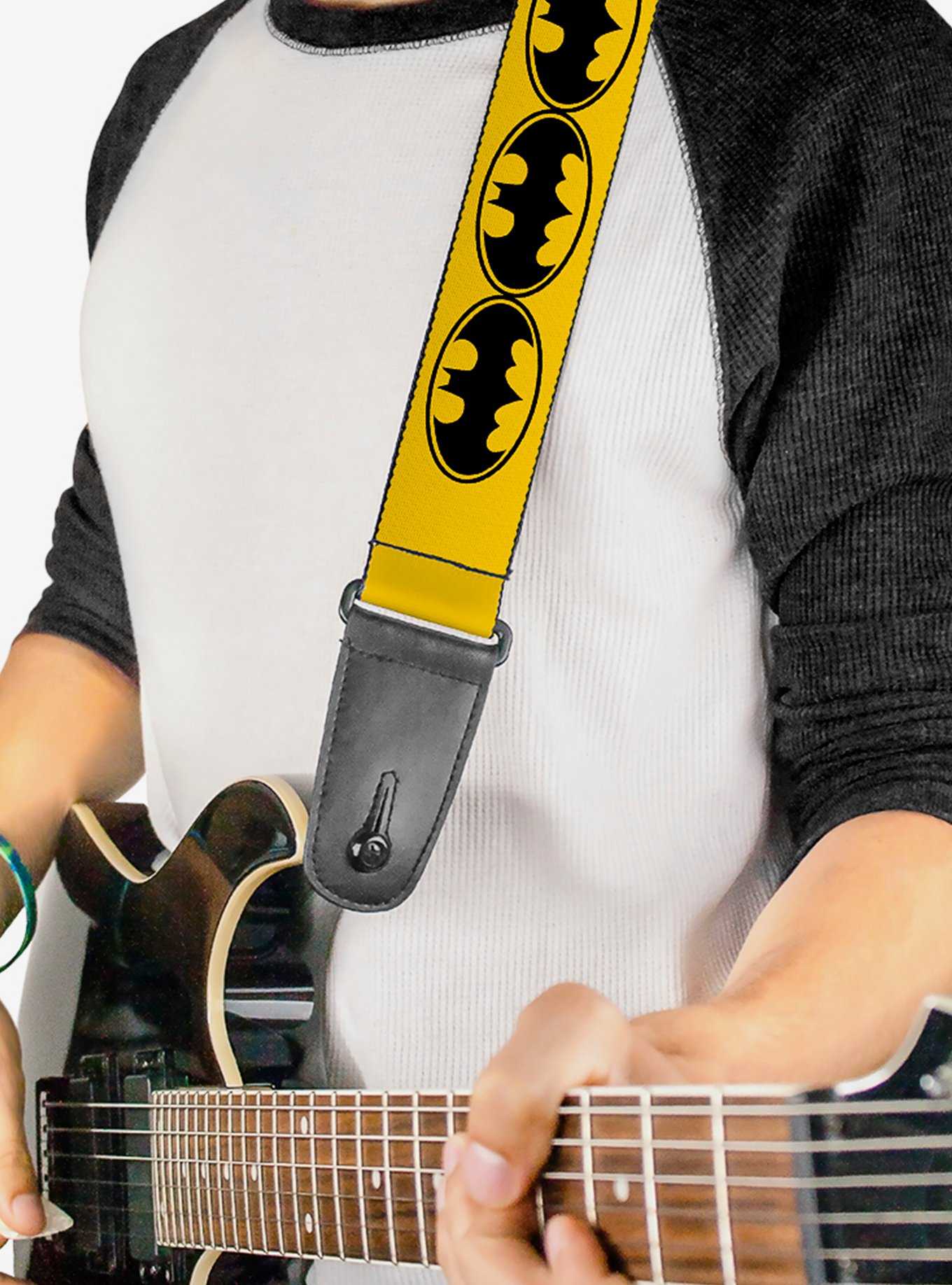 DC Comics Batman Bat Signals Yellow Black Guitar Strap, , hi-res