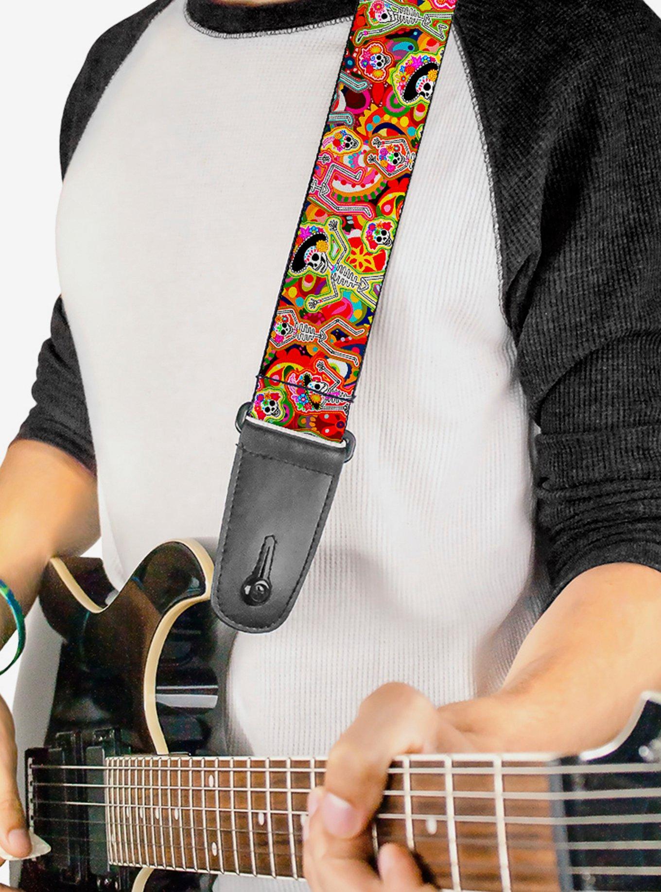 Dancing Catrinas Collage Multi Color Guitar Strap, , alternate