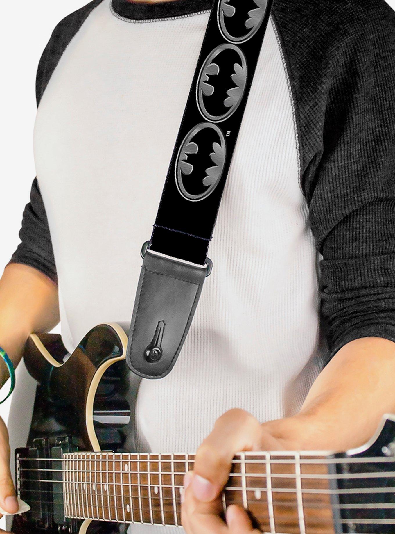 DC Comics Batman Shield Silver Guitar Strap, , hi-res