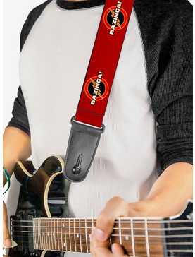 The Big Bang Theory Bazinga Logo Burgundy Guitar Strap, , hi-res