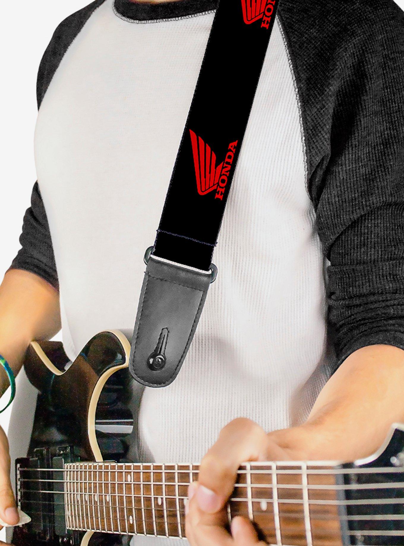 Honda Motorcycle Logo Black Red Guitar Strap, , hi-res