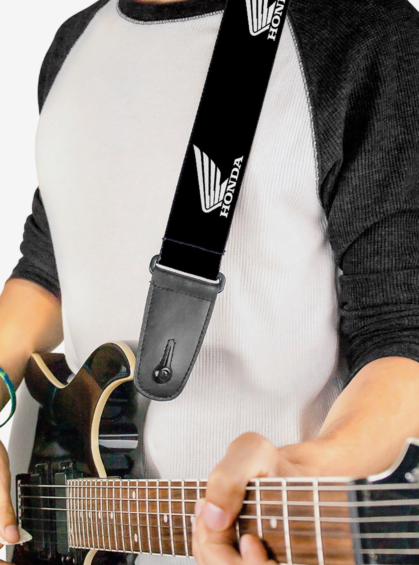 Honda Motorcycle Logo Black White Guitar Strap, , hi-res