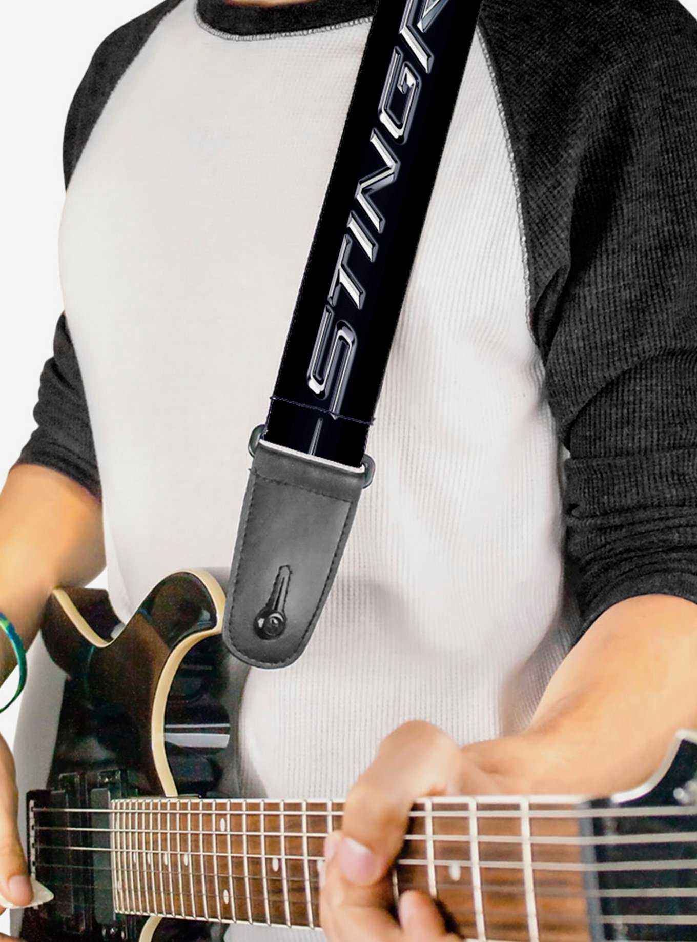 C7 Stingray Logo Black Silver Guitar Strap, , hi-res