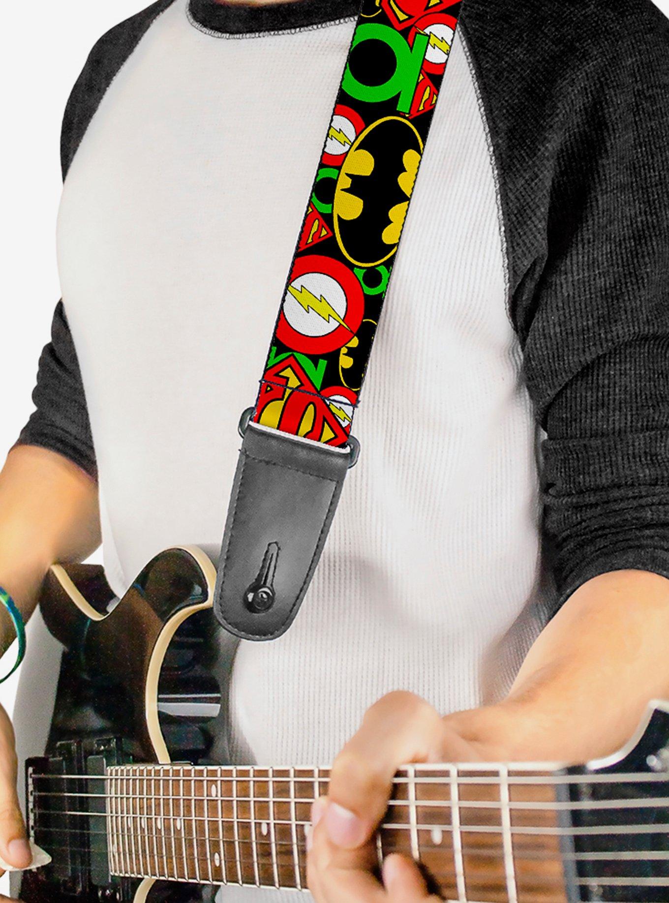 DC Comics Justice League Stacked Logos Guitar Strap, , hi-res