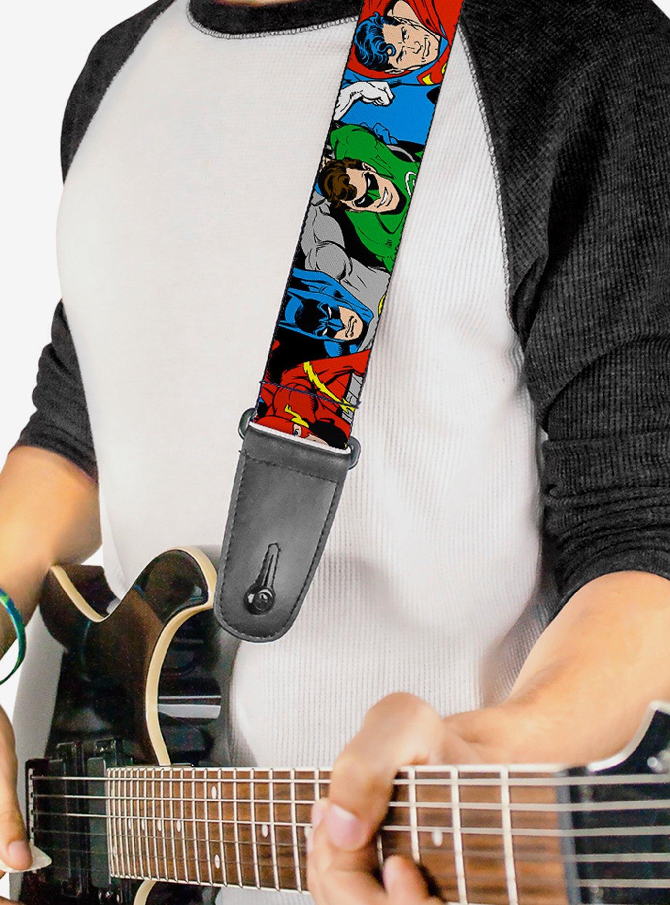 DC Comics Justice League Superheroes Close Up New Guitar Strap, , alternate