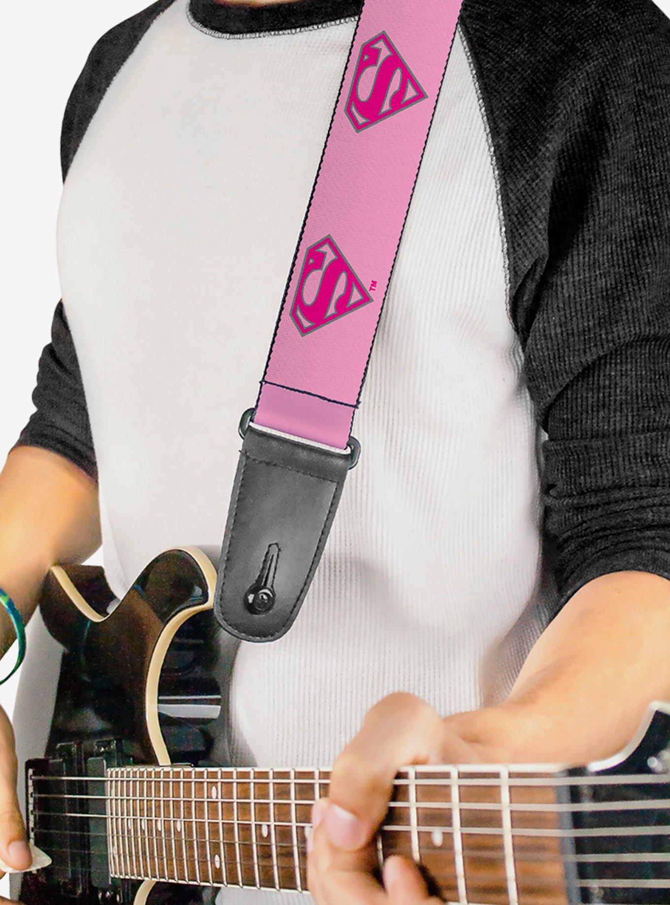 DC Comics Superman Shield Pink Guitar Strap, , alternate