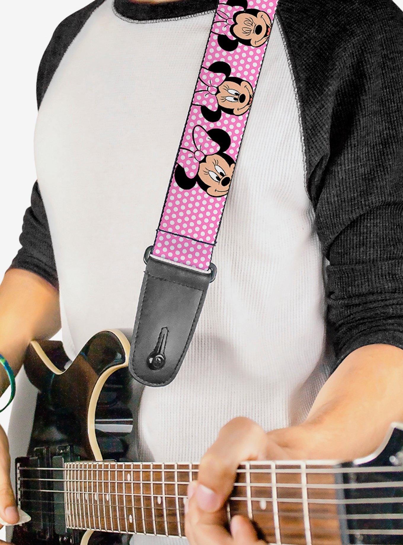 Disney Minnie Mouse Expressions Polka Dot Pink Guitar Strap, , alternate