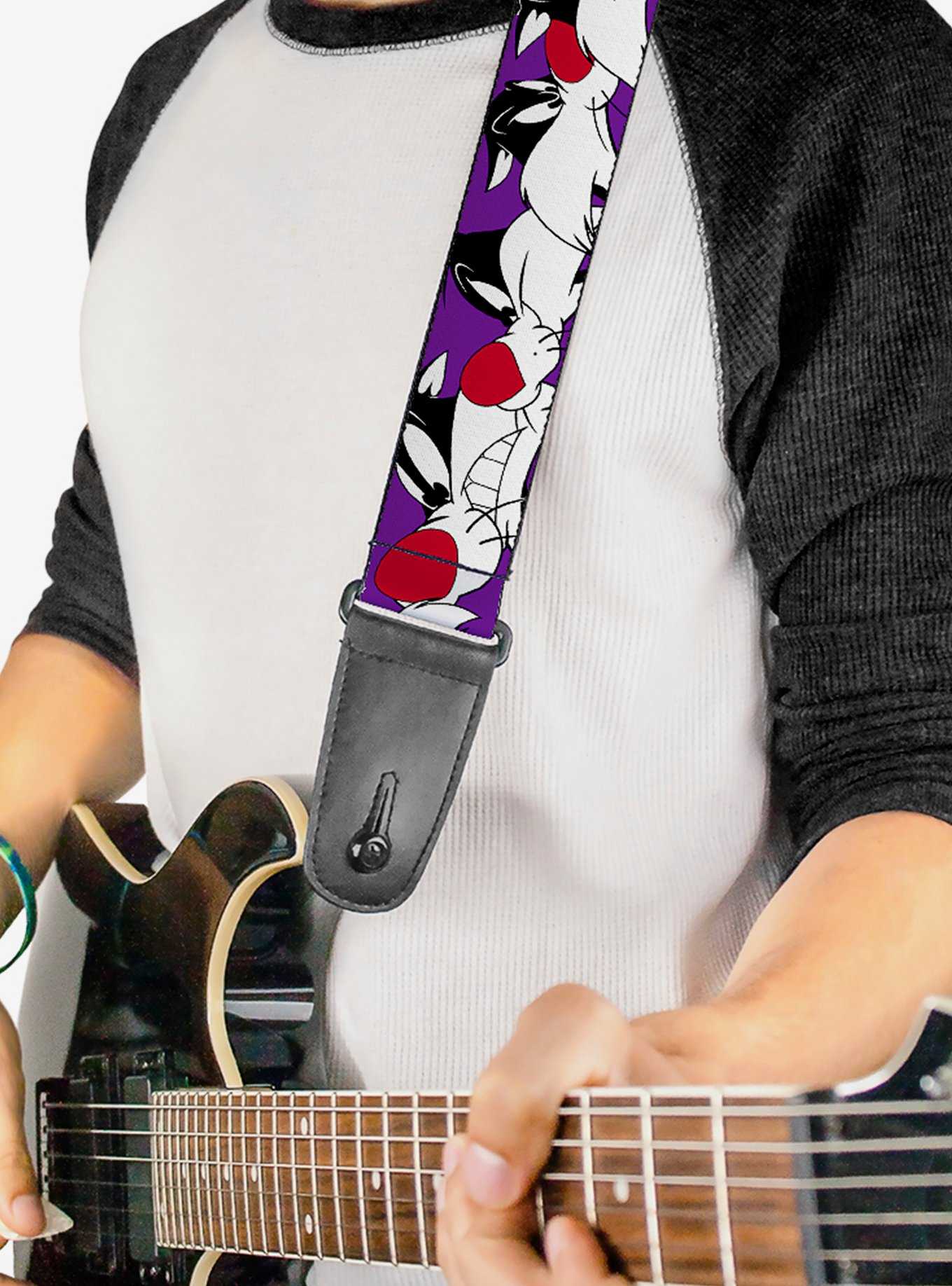 Looney Tunes Sylvester The Cat Expressions Purple Guitar Strap, , hi-res