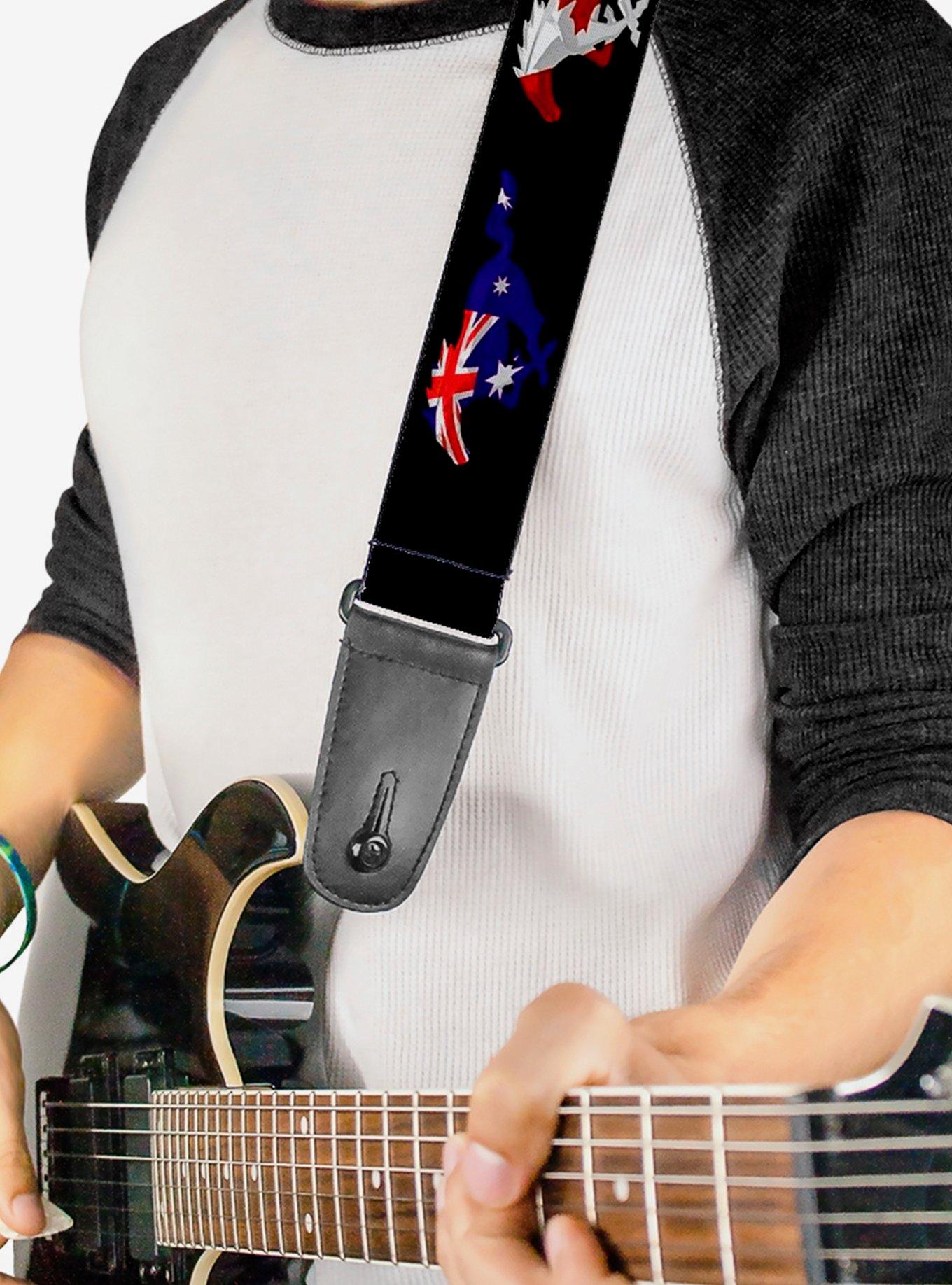 Mustang Silhouette International Flags Guitar Strap, , hi-res