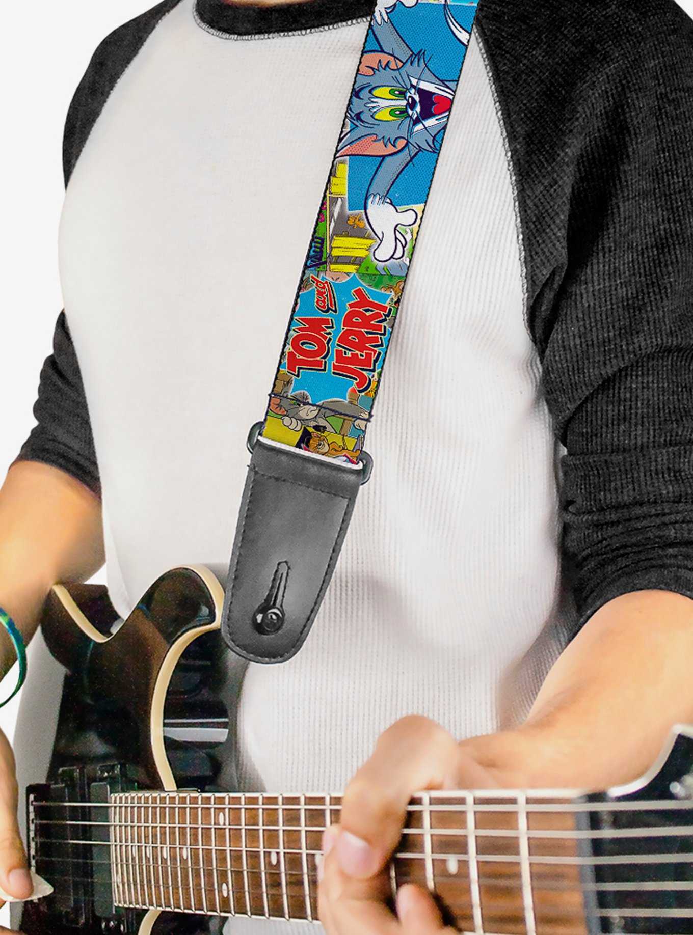 Tom and Jerry Faces Stacked Scene Panels Guitar Strap, , hi-res