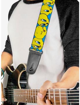 Looney Tunes Tweety Bird Close Up Expressions Blue Guitar Strap, , hi-res